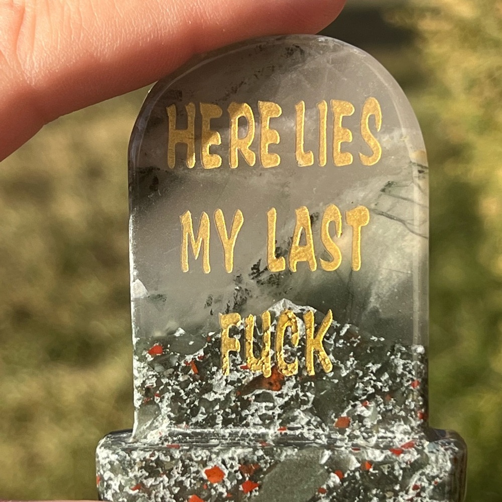 AFRICAN BLOODSTONE tombstone carving